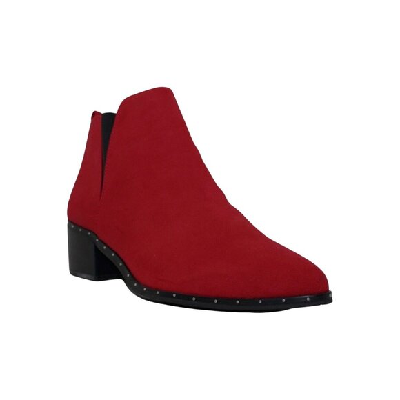 Bar III Ankle Booties 5 M Gabby Red Microsuede Studded Detail New Other - Picture 1 of 9